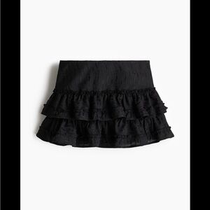 H&M Black Tiered Ruffle Mini Skirt